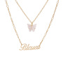 wholesale Amazon ins hot Popular two layer English Letter Butterfly necklace for women