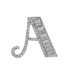 INS amazon korean fashion rhinestone alphabet letter brooch for women lady men alphabet letter