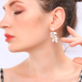 Wholesale zircon women leaf pearl copper rhinestone crystal bridal earrings