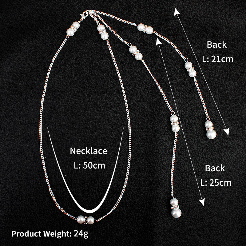 amazon ins custom handmade Crystal rhinestone Bridal wedding jewelry accessories back chain necklace with pearl amazon ins custom handmade Crystal rhinestone Bridal wedding jewelry accessories back chain necklace with pearl