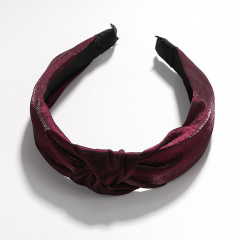 Sold colors Glitter Cross Knot Hair bands Cloth Wrapped women hair bands
