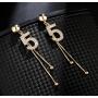 Fashion  Korean simple personality number 5 tassel crystal alloy earrings