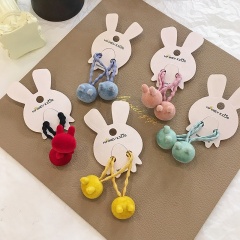Korean new simple Mickeys rabbit love five-pointed star small rubber band plush solid color kids hair tie