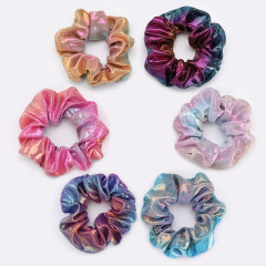 Korean fashion custom colorful gradient elastic hair scrunchies for girls