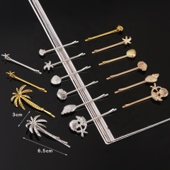 Wholesale custom logo decorative metal conch shell starfish pearl hair snap clip accessories
