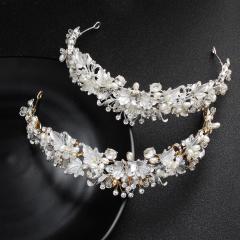 Handmade zircon crystal pearl beauty  flower  pageant  tiara crowns