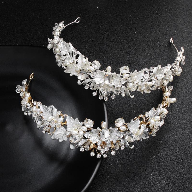 Handmade zircon crystal pearl beauty  flower  pageant  tiara crowns