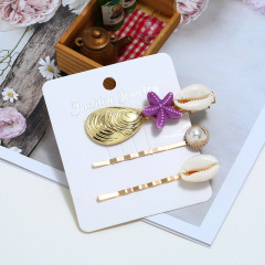 Summer Beach Fashion Pearl Shell Starfish Hairpins Hair Clips For Women