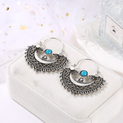 fancy boho Bohemian vintage Beach Hollow Pattern Carved ethnic earrings statement For Women