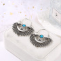 fancy boho Bohemian vintage Beach Hollow Pattern Carved ethnic earrings statement For Women