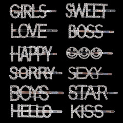 Sparkly Hair Accessories Rhinestone Letter Bobby Pin Word Crystal Hair pin Metal Hair Clips