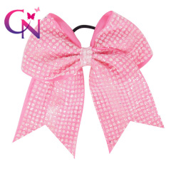 OEM Custom kids girls badys Material CN leading hair tie Sequin metallic gold cheer bows