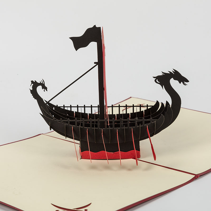 2019 custom handmade Blessing christmas ship 3d pop up boat cards