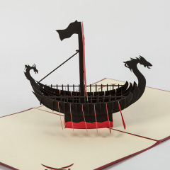 2019 custom handmade Blessing christmas ship 3d pop up boat cards