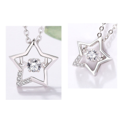 fashion valentine's day christmas gift jewelry women zircon 925 sterling silver necklace