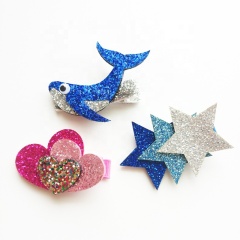 Heart star shape glitter hair accessories claw clips fancy hair clips for thick hair
