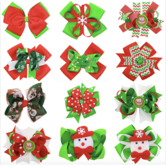 Adorable child Christmas hairpin clips multi-colored knot girls kids hair accessories