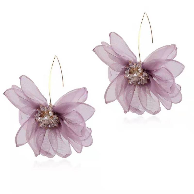 custom wholesale factory online shopping fabric beaded long big large lace flower earrings with fabric flowers custom wholesale factory online shopping fabric beaded long big large lace flower earrings with fabric flowers