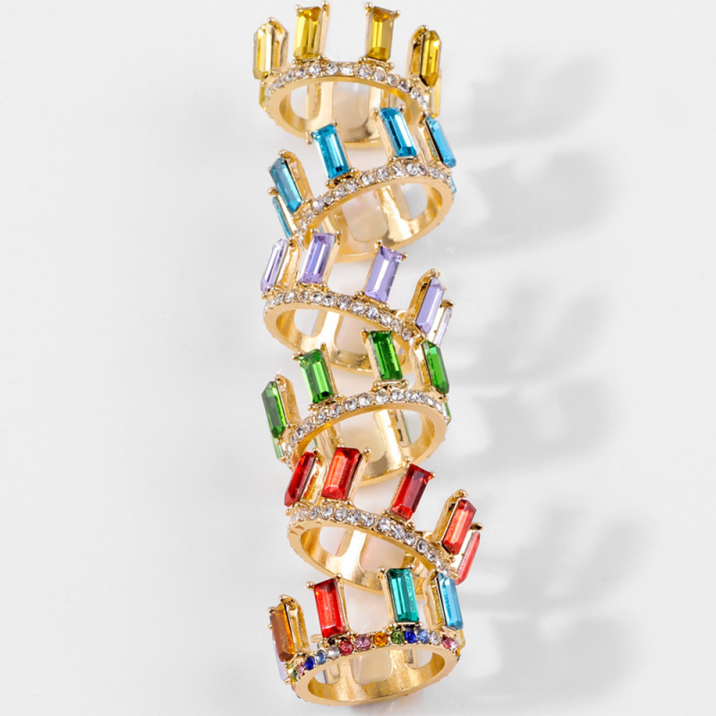 Fashion coloured crystal party gemstone rings jewelry wholesale tiara crown ring
