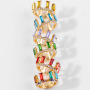 Fashion coloured crystal party gemstone rings jewelry wholesale tiara crown ring