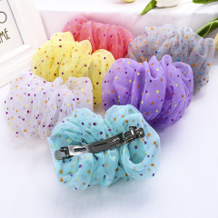 wholesale polka dot pleated cute lady silk yarn organza hair clip for girls wholesale polka dot pleated cute lady silk yarn organza hair clip for girls