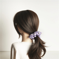 Wholesale Women Accessories Grape Purple Flower Pattern Chiffon Hair Scrunchies