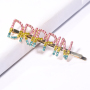Customized Rainbow Crystal Colorful Rhinestone Letter DRIPPIN Hair Pins With Words Customized Rainbow Crystal Colorful Rhinestone Letter DRIPPIN Hair Pins With Words