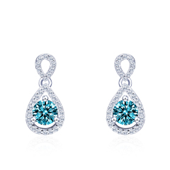18K Gold Plated Silver Brilliant Cut Simulated Diamond CZ Moissanite Stud Earrings