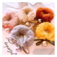 hair accessories ladies Scrunchy tie bow pompom pearl plush hair bands