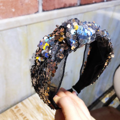 Sexy silk gold headband Cross Knot sequin Hair Accessories Hairbands