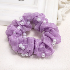 Bulk custom personalized design human girls ladies pearl hair scrunchies