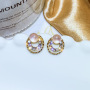 Round zircon S925 silver needle crystal alloy new design opal stud earring Round zircon S925 silver needle crystal alloy new design opal stud earring