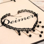New Arrival Tassel Korean Fashion Lace Handmade Knit Choker Necklace for women