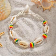 2019 Sea shell colored stone beads foot jewelry rhinestone anklet bracelet sets for women