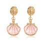 New fashion gold plated shell alloy eardrop oil drip earring ladies earrings New fashion gold plated shell alloy eardrop oil drip earring ladies earrings