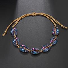 2019 Custom sea shell adjustable rope colorful bead bracelet sets for women