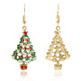 Custom trendy small wholesale women hook oil drip paint alloy christmas tree earrings Custom trendy small wholesale women hook oil drip paint alloy christmas tree earrings