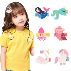 Children's cartoon princess mermaid super cute animal fabric kids hair clip for baby girls Children's cartoon princess mermaid super cute animal fabric kids hair clip for baby girls