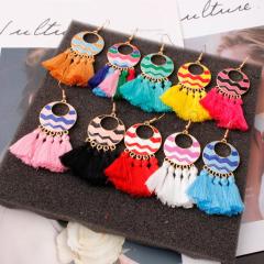 New retro bohemian women exaggerated big alloy creative tassel earrings