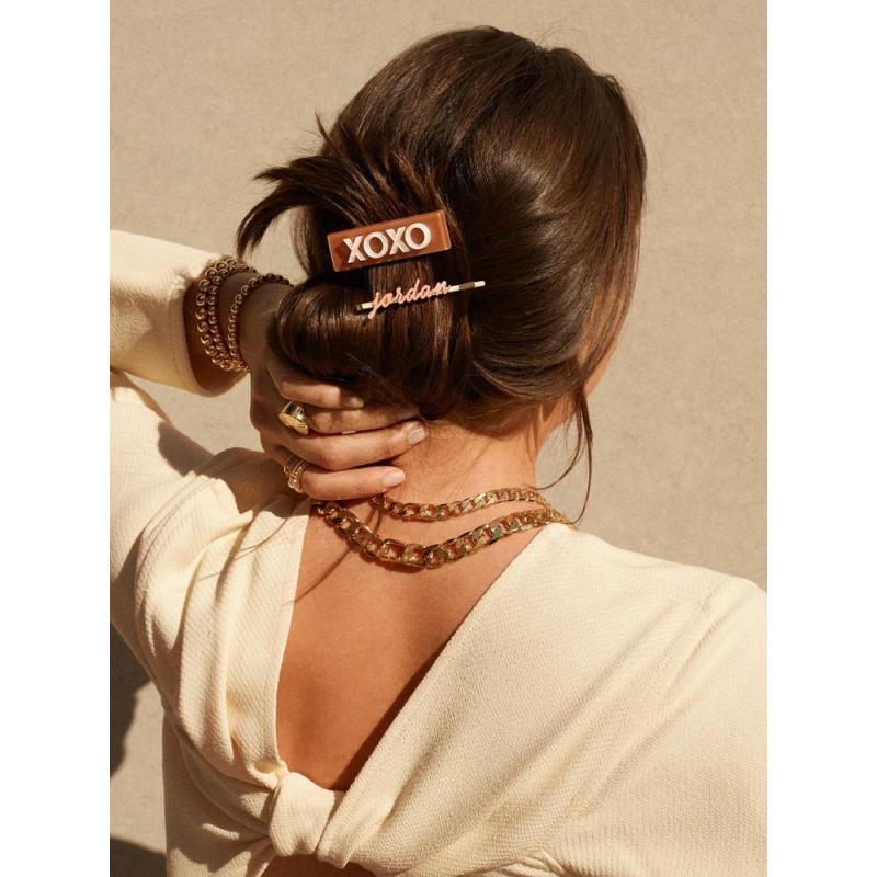 2020 new design fashion custom wholesale letter acetate word hair clips for women