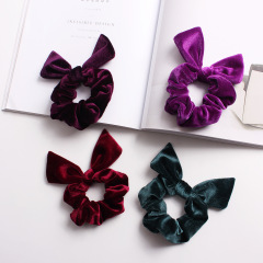 vintage ins amazon fancy Fashion fabric elastic hair ties velvet rabbit ear scrunchies for hair