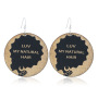 2020 new arrive custom 10designs fashion printing big round drop african afro wooden earring wood jewelry for women