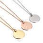 Custom stainless steel necklace wholesale chain engrave letter initial blank disc necklace