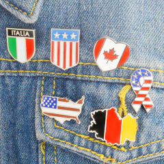 Wholesale custom brooch jeans shirt handbag backpack badge cartoon metal alloy American national flag channel brooch pins