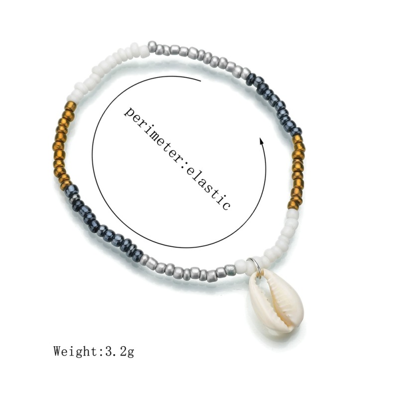 Vintage anklet braided beaded with seashells beach anklet foot chain jewelry Vintage anklet braided beaded with seashells beach anklet foot chain jewelry