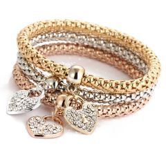 Ins Amazon Cheap Jewelry Gold plated Chain Layer Rhinestone Bangle popcorn bracelet for Women
