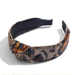 New High Quality Women Hair Accessories hair band elastic Leopard Sequins Cross Knot Headband