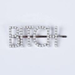 Korean hair grip pearl rhinestone hairpin colored letter hairpin with custom words
