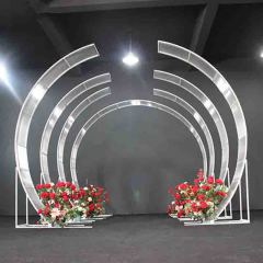 High quality white metal round pvc wedding backdrop decoration flower arch