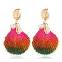 2020 new Ins amazon Fashion women girls drop color gold plated sea shell earrings